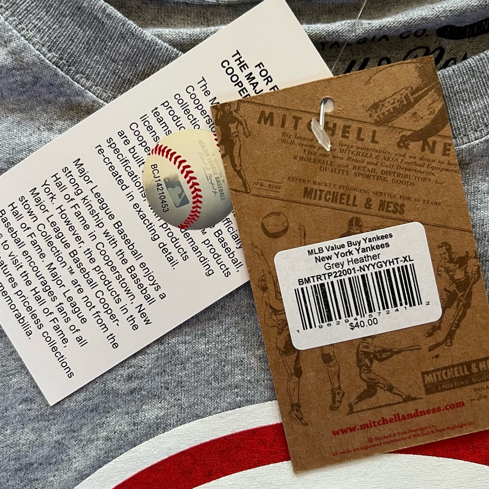 Mitchell & Ness Cooperstown Collection Gray Yankees T shirt. With tags. - Picture 4 of 5
